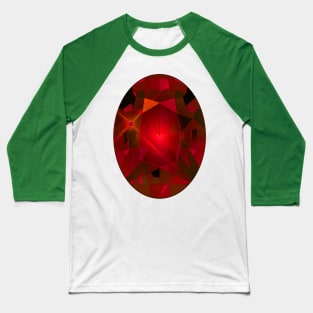 Red and Pink Oval Shape Gemstone Baseball T-Shirt